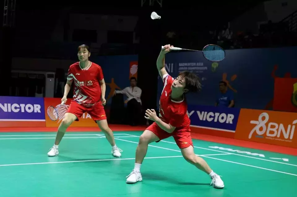 Ganda putri Tiongkok Chen Fan Shu Tian/Liu Jia Yue meraih gelar juara turnamen BNI Badminton Asia Junior Championships (BAJC) 2024 seusai meraih kemenangan melawan duet Korea Selatan, Kim Min Ji/Yeon Seo Yeon, Minggu 7 Juli 2024.